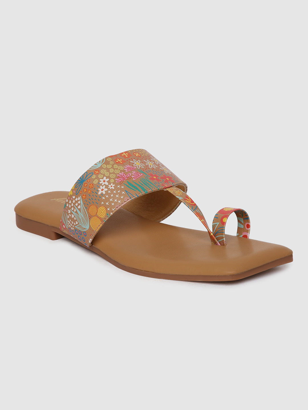 Beige Casual Printed Flats