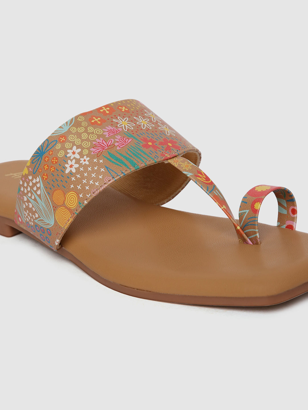 Beige Casual Printed Flats