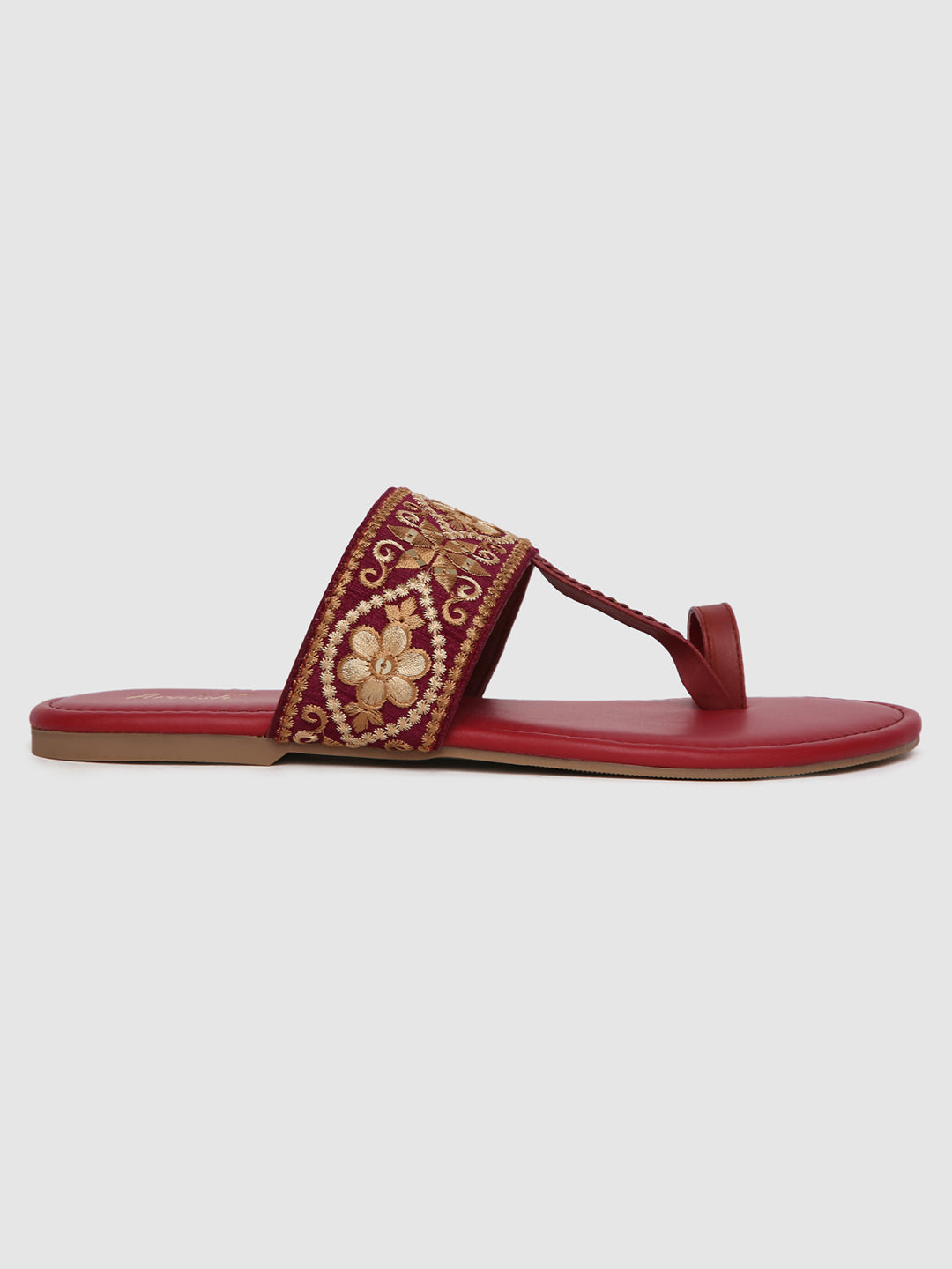 Maroon Embroidered Flats