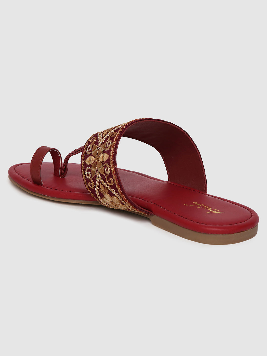 Maroon Embroidered Flats