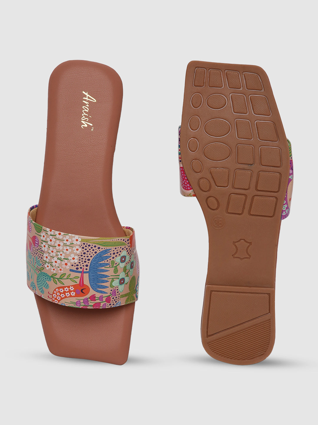 Peach Printed Causal Flats