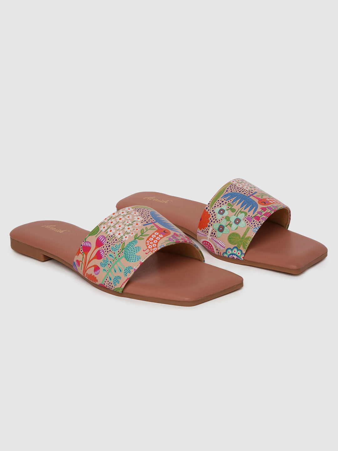 Peach Printed Causal Flats