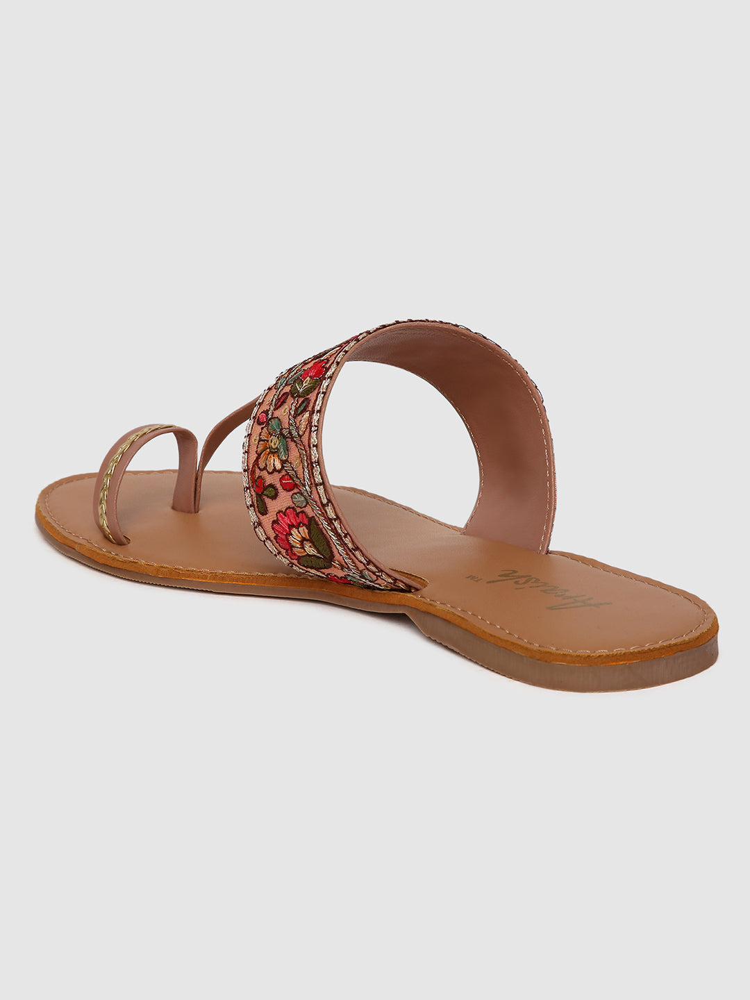 Peach Embroidered Flats