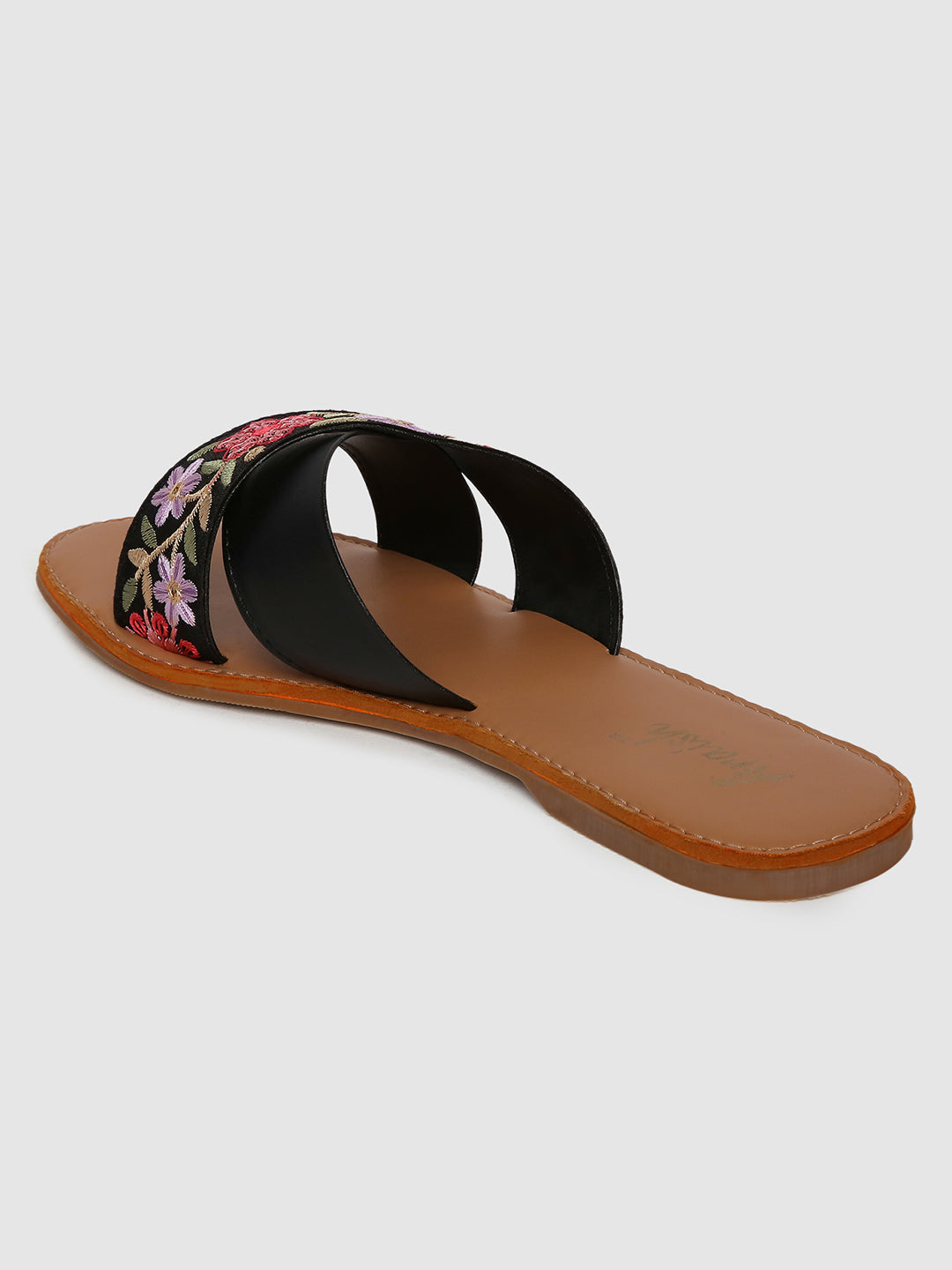 Black Embroidered Casual Flats