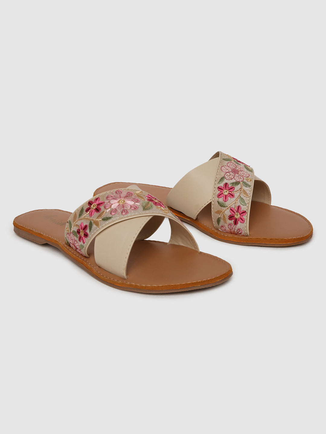 Black Embroidered Casual Flats