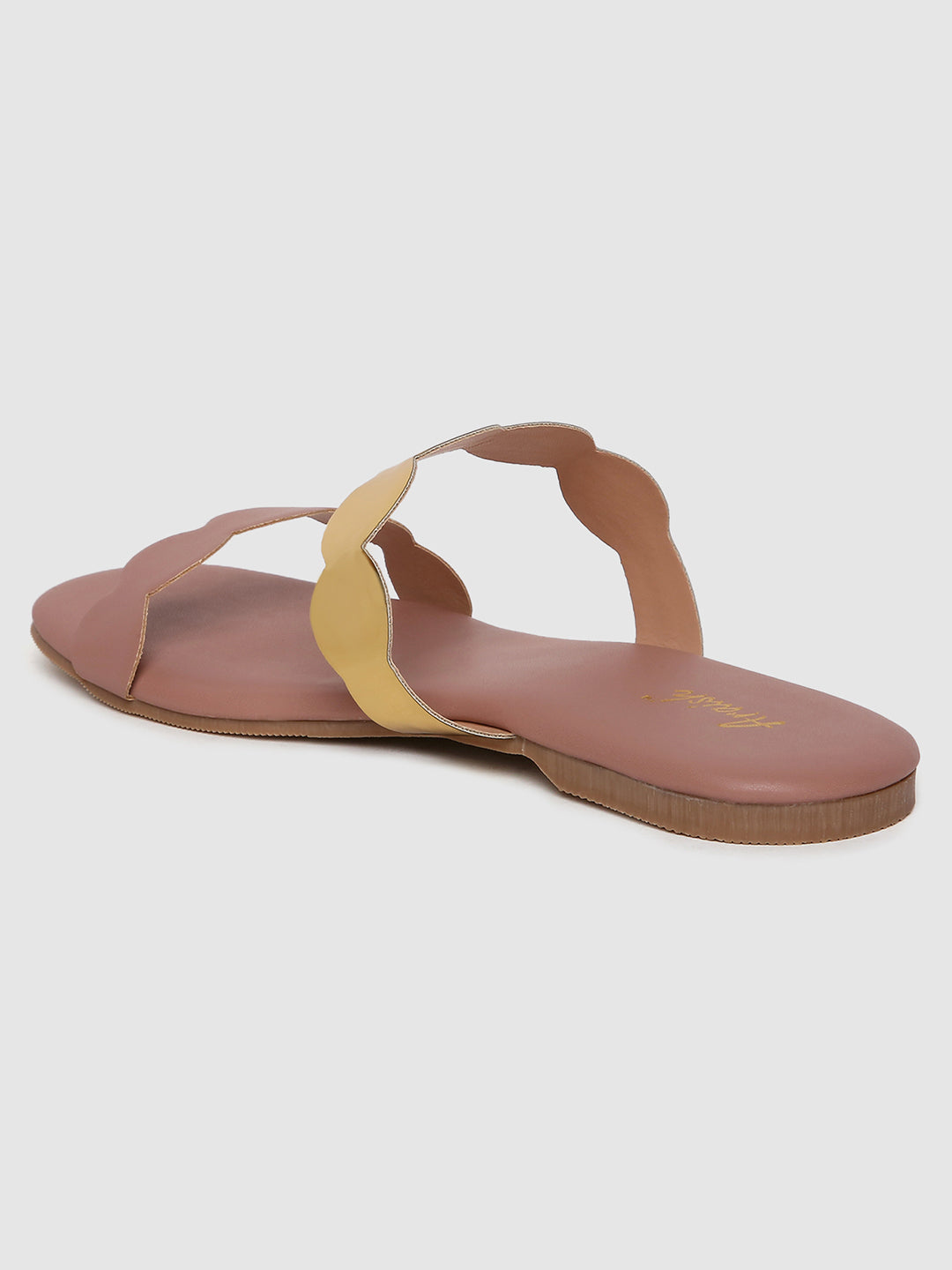 Peach Metallic Strap Flats