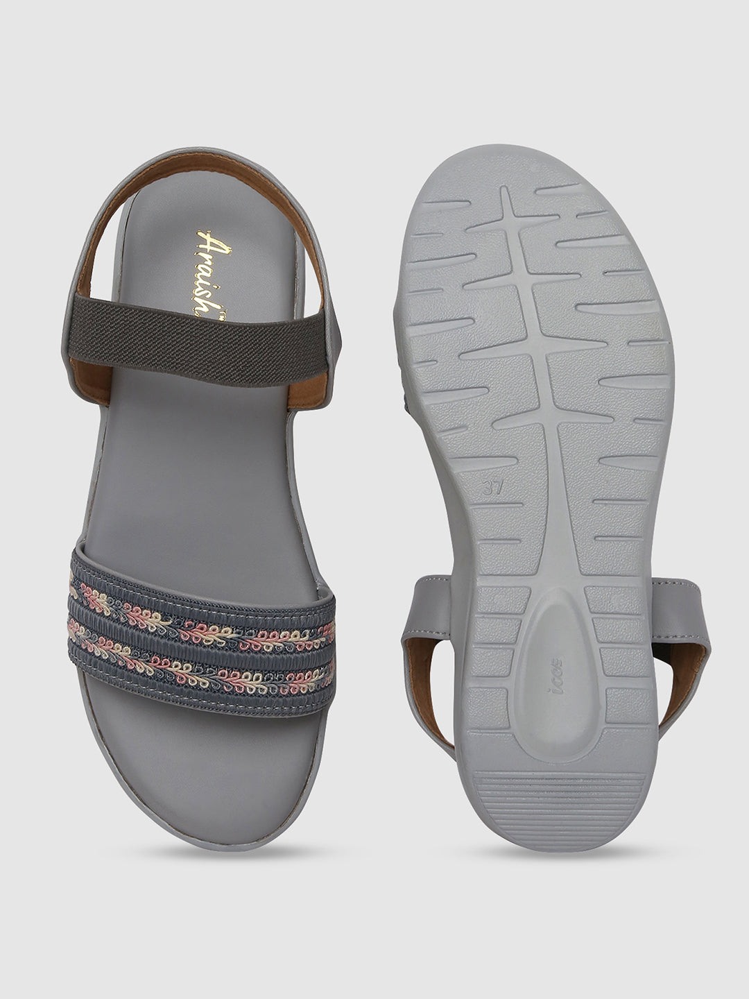 Grey Weave Platform Heel