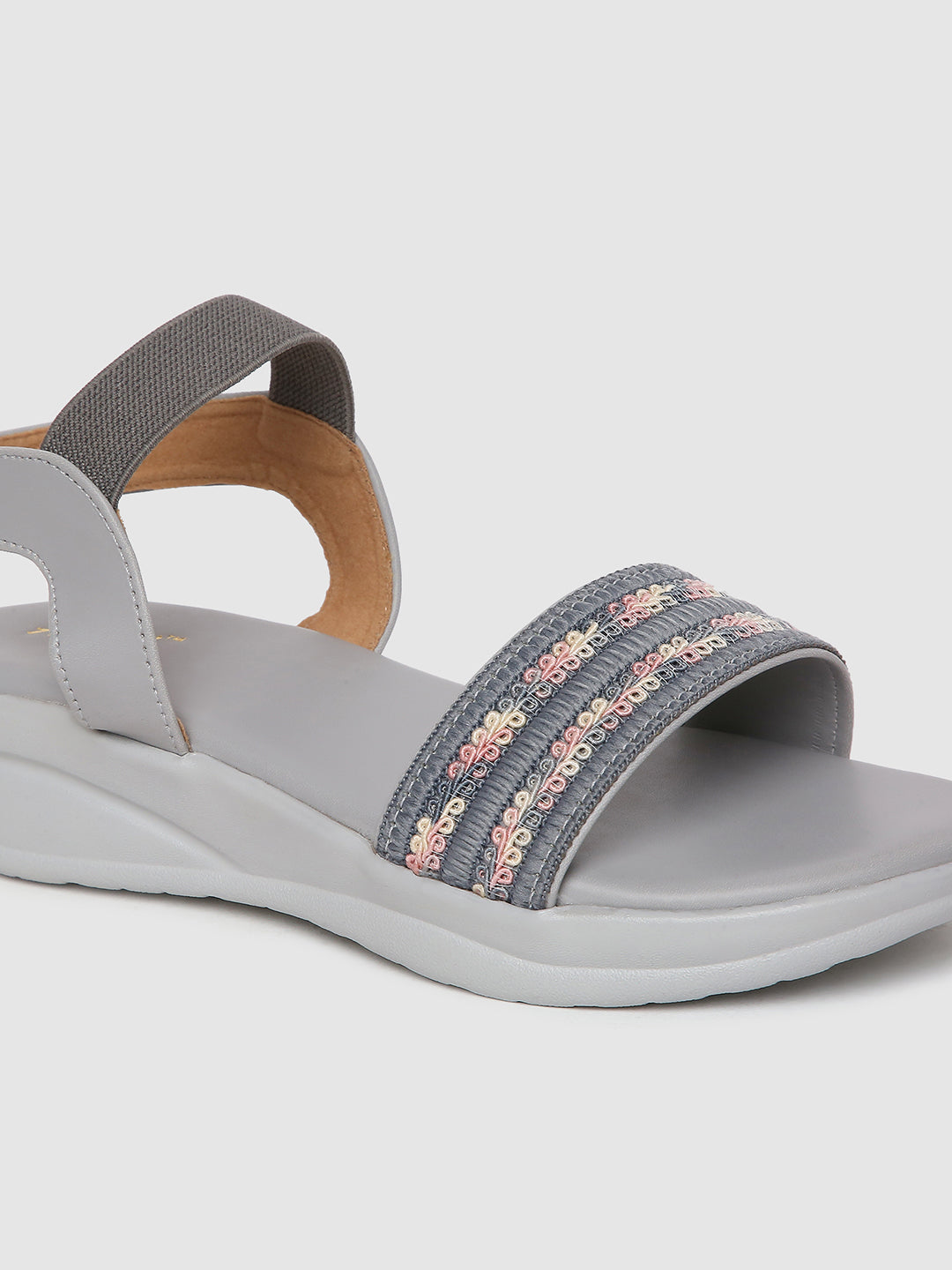 Grey Weave Platform Heel
