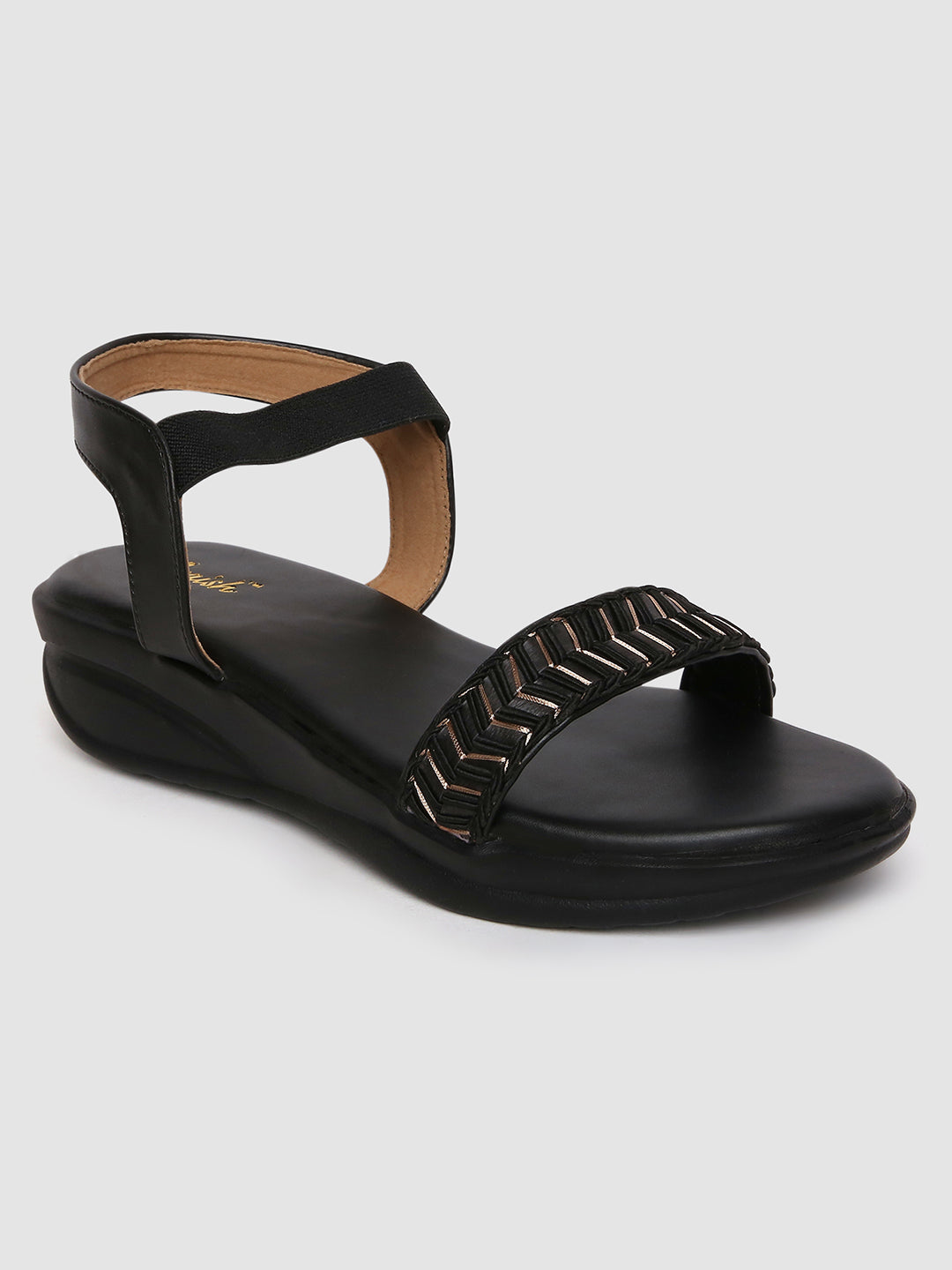Black Weaved Platform Heels