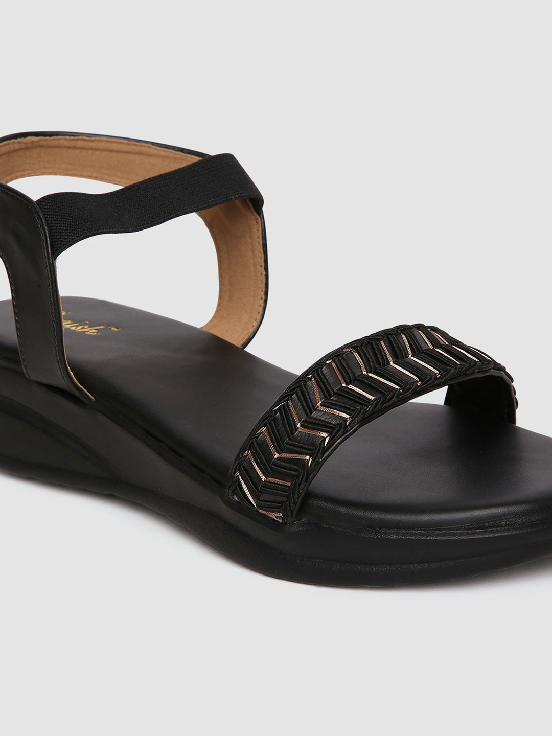 Black Weaved Platform Heels