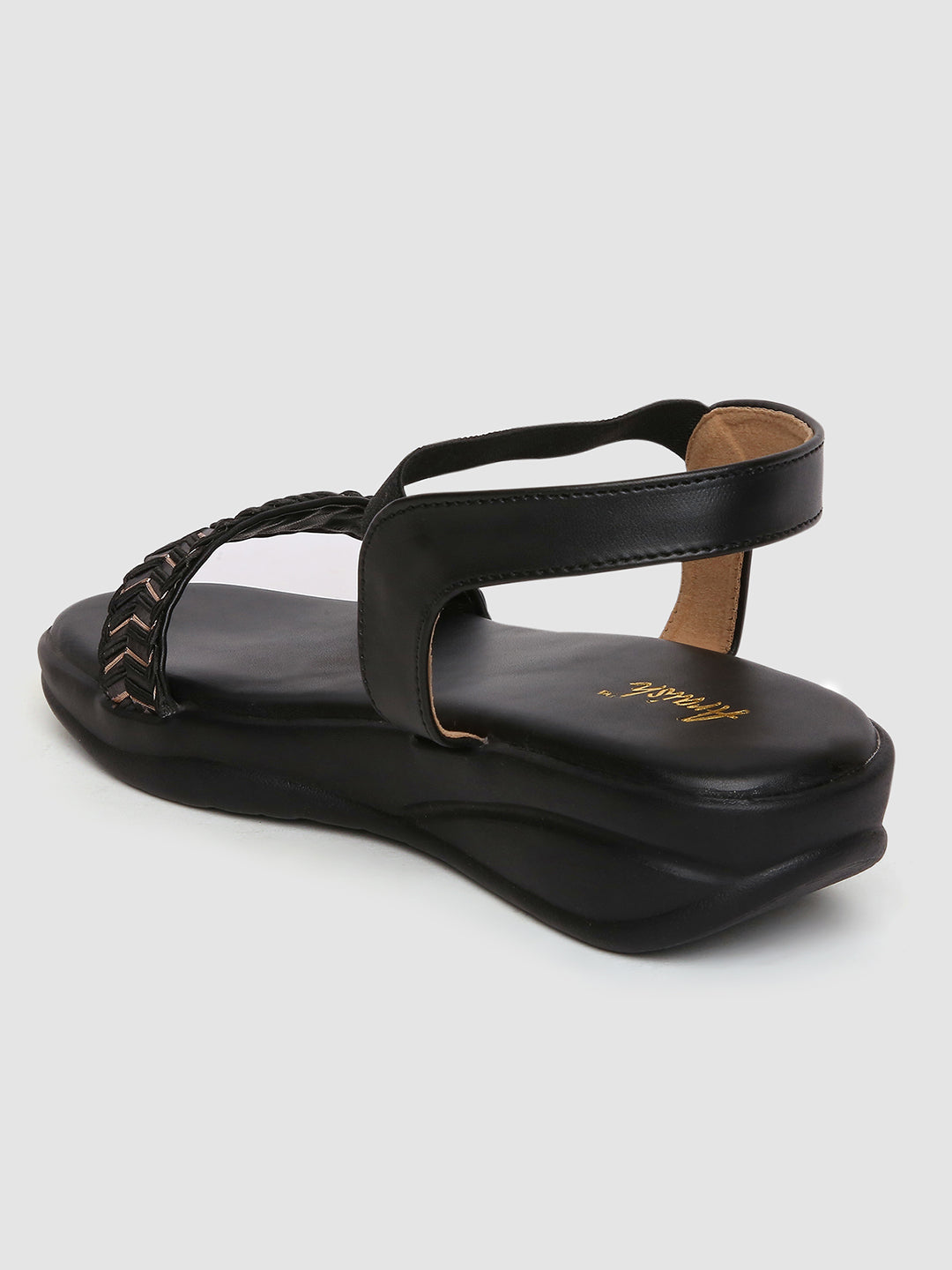 Black Weaved Platform Heels