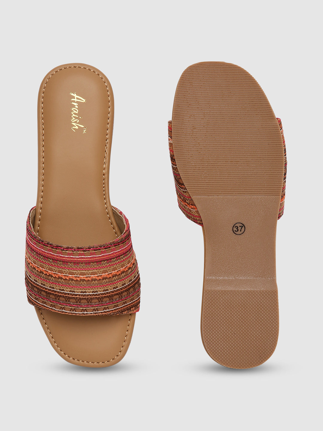 Beige Weaved Casual Flats