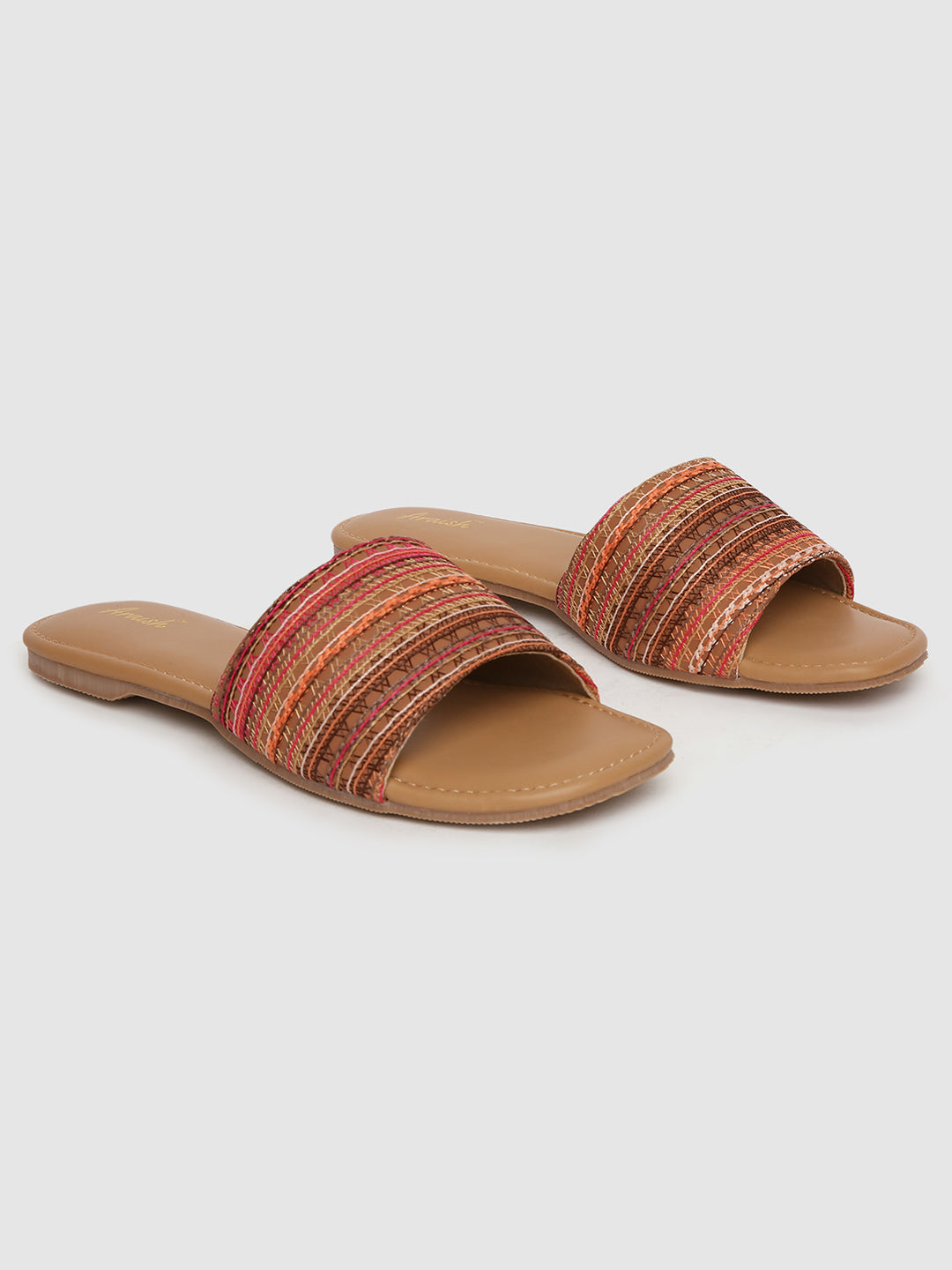 Beige Weaved Casual Flats
