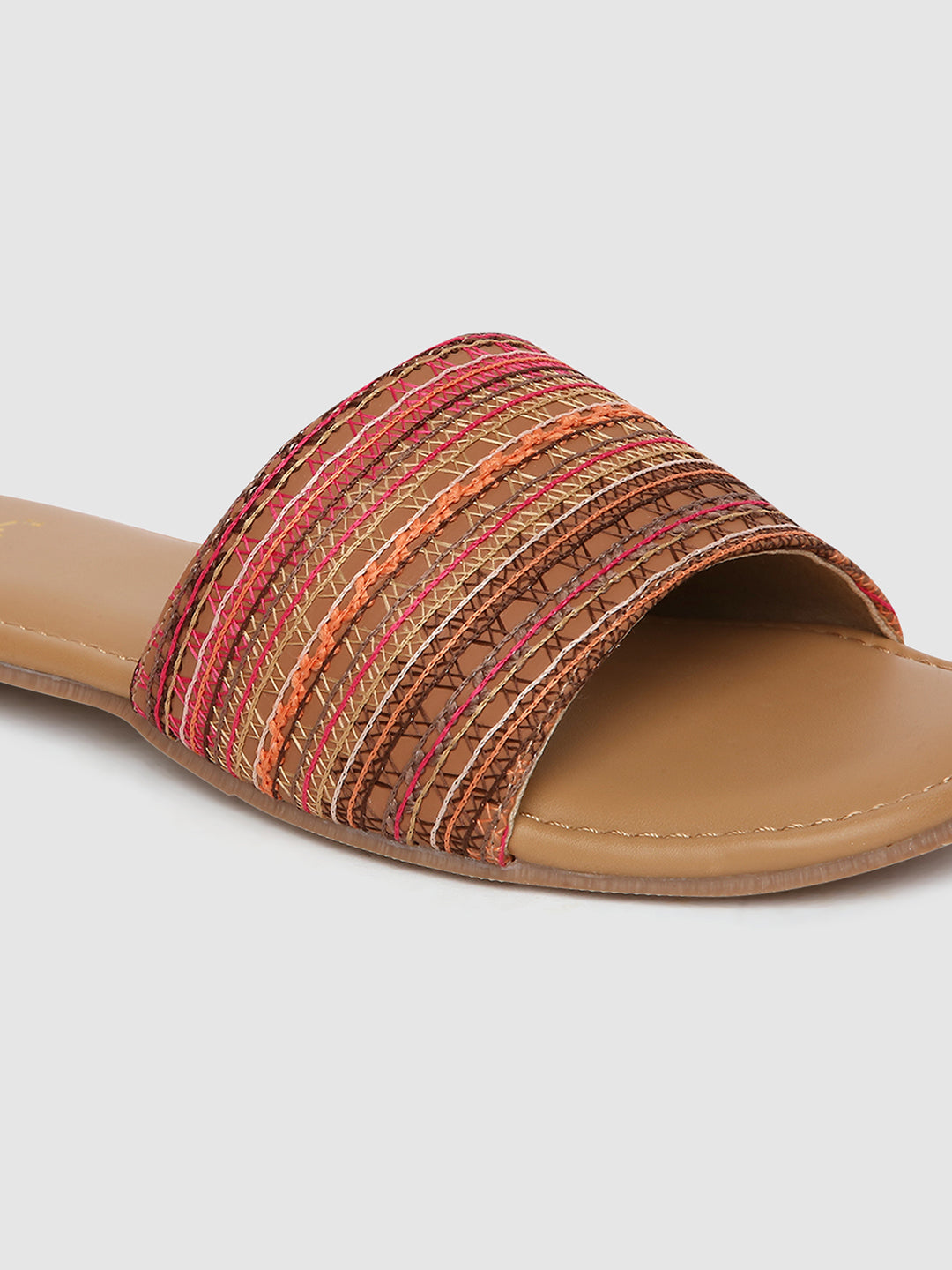 Beige Weaved Casual Flats
