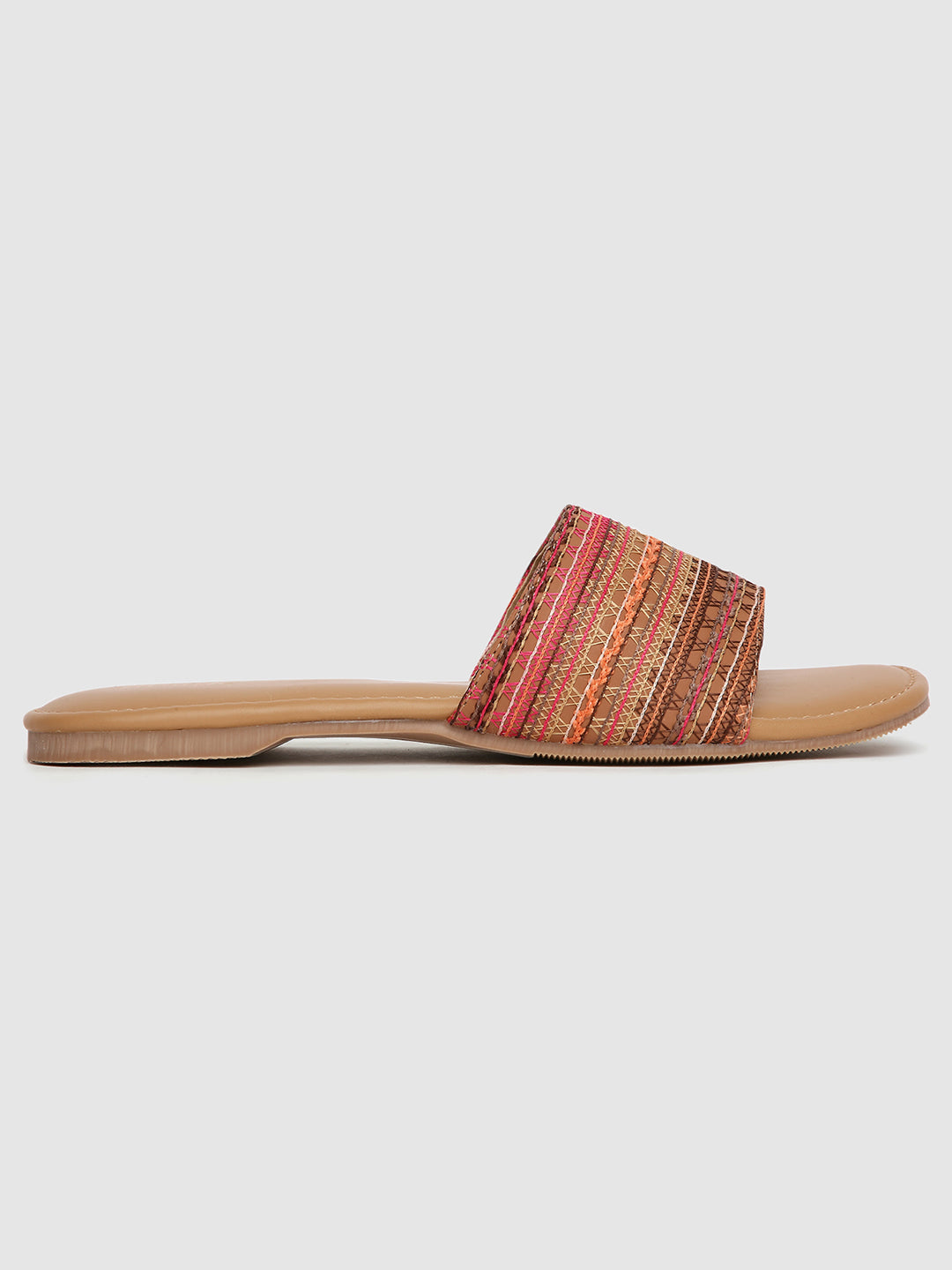 Beige Weaved Casual Flats