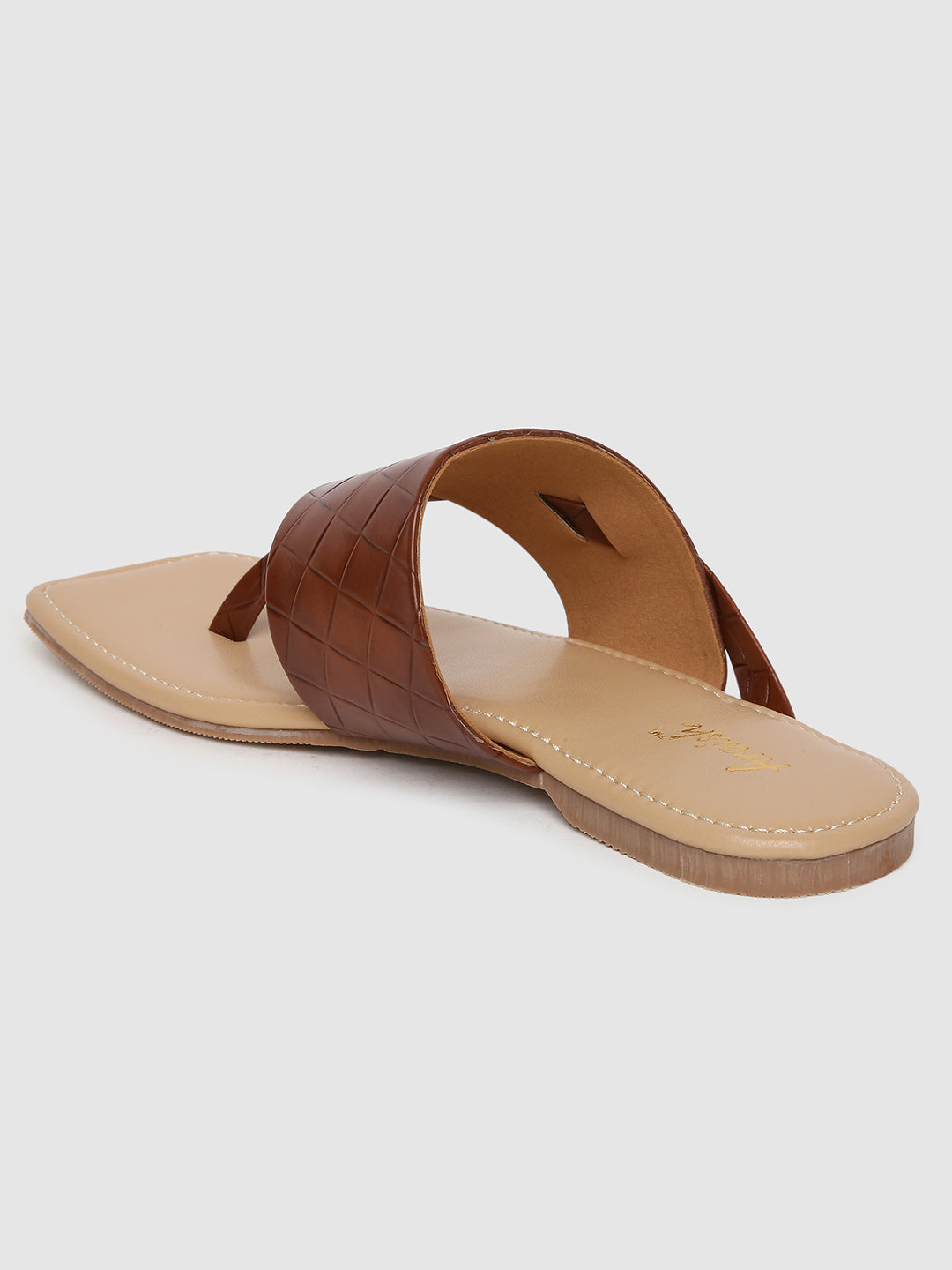 Tan Checkered Casual Flats