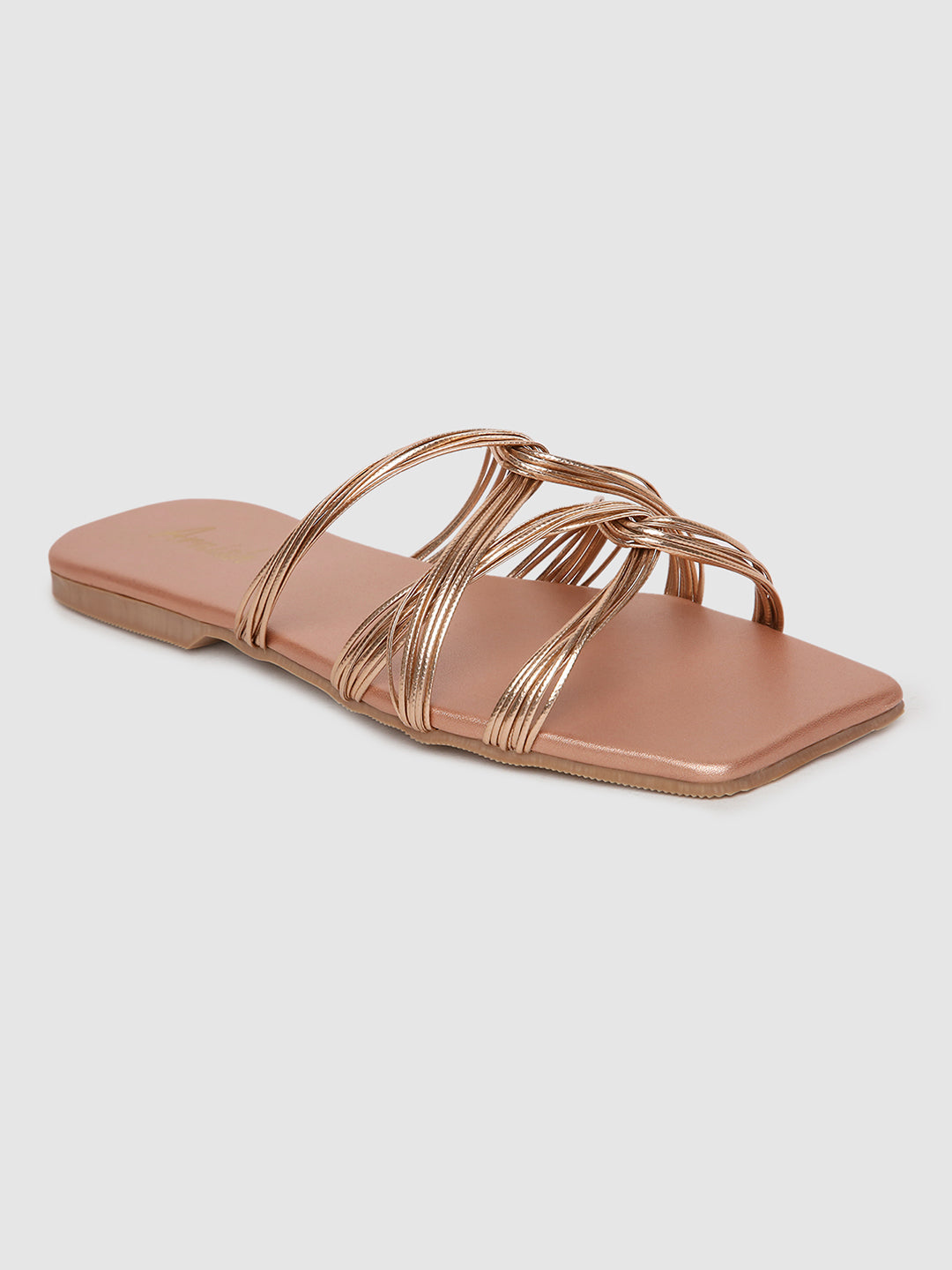 Rose Gold Weaved Casual Flats