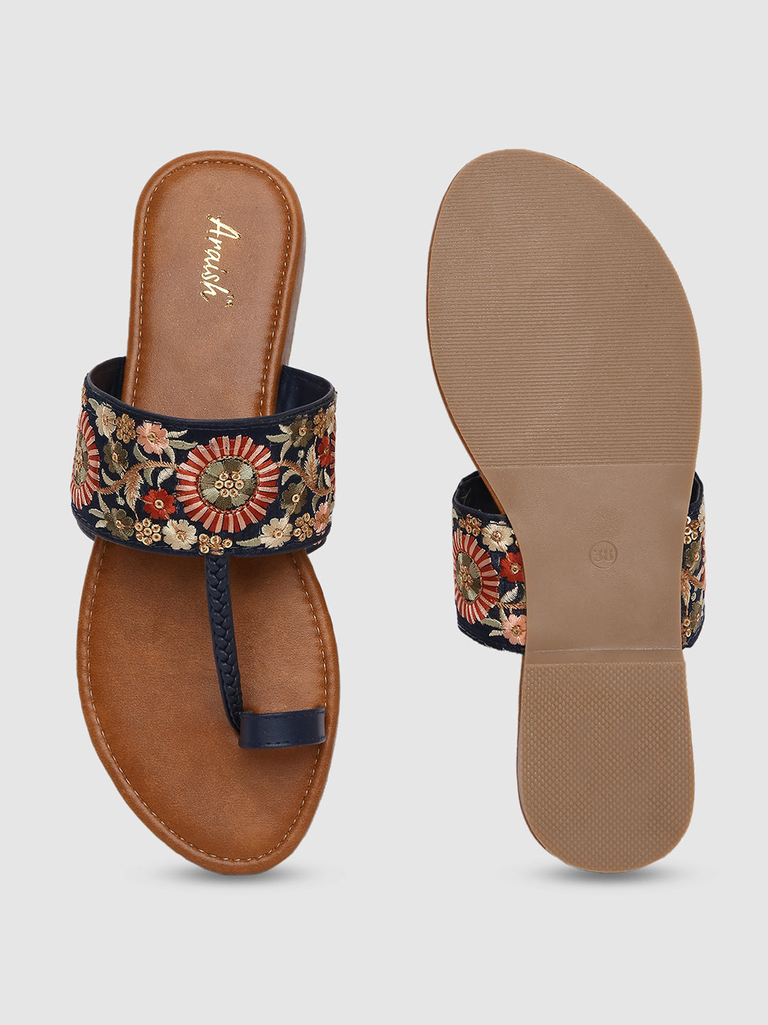 Black Embroidered Casual Flats