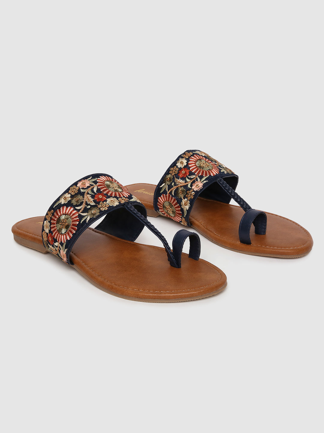 Black Embroidered Casual Flats