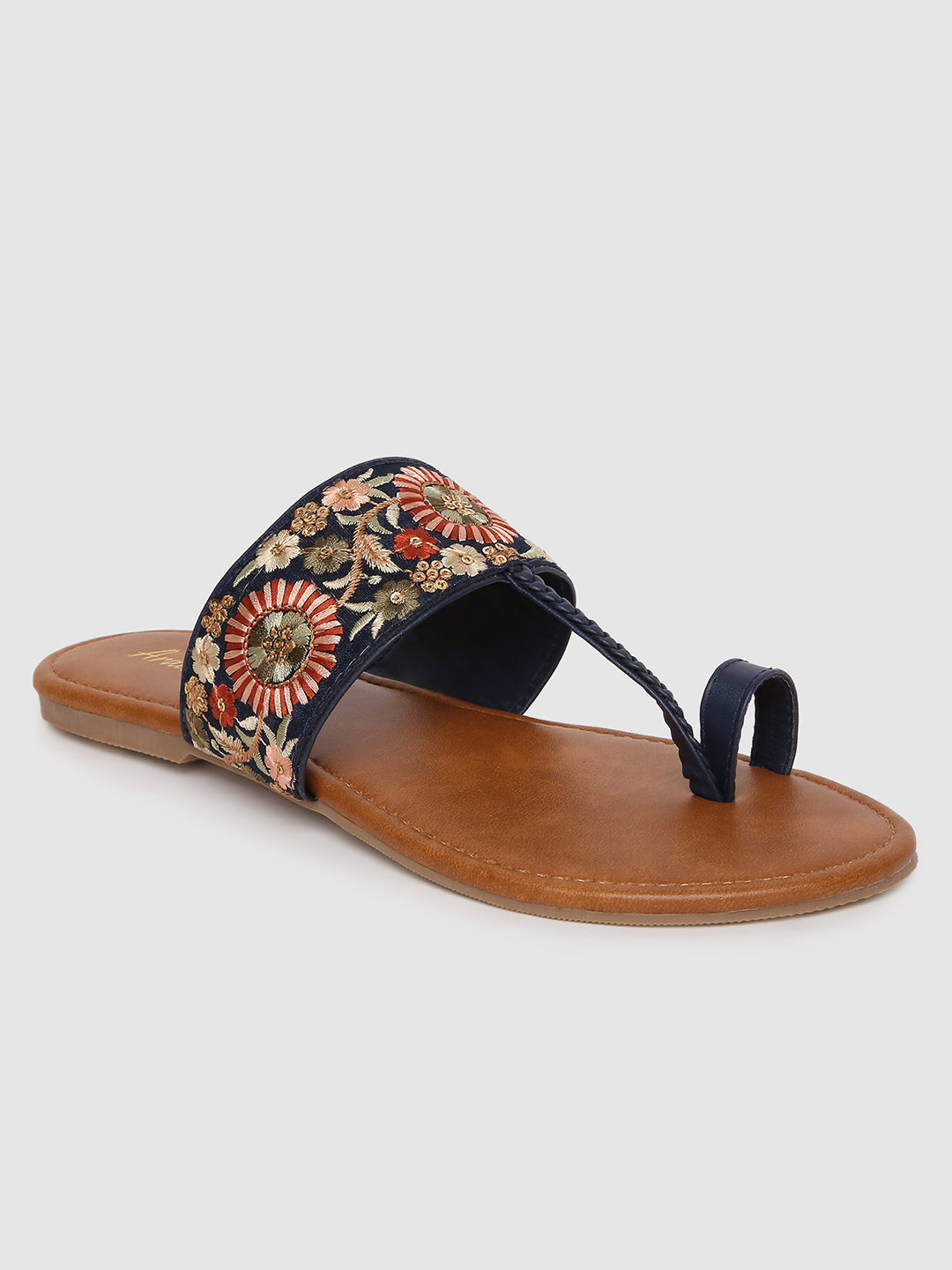 Black Embroidered Casual Flats