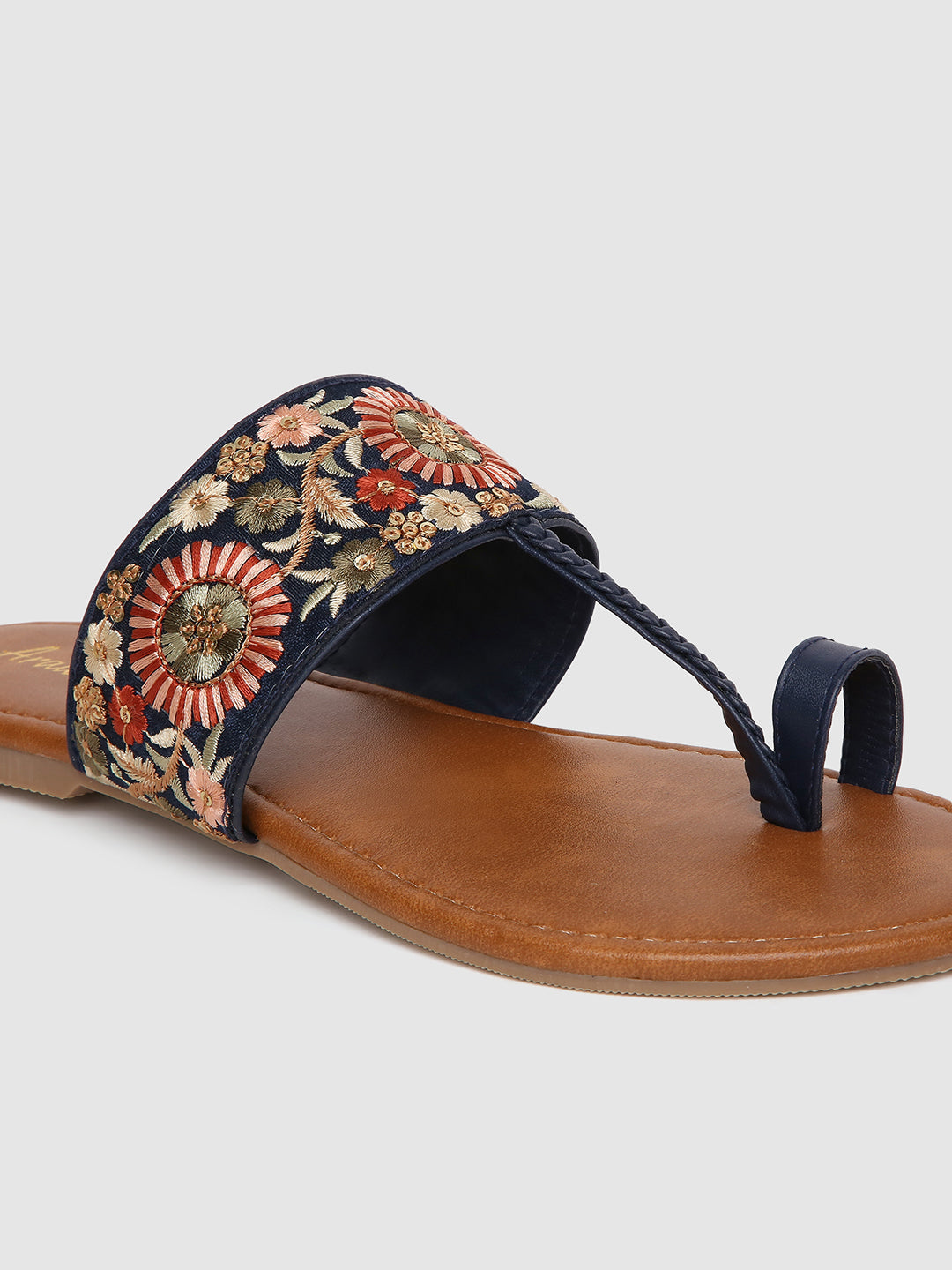 Black Embroidered Casual Flats
