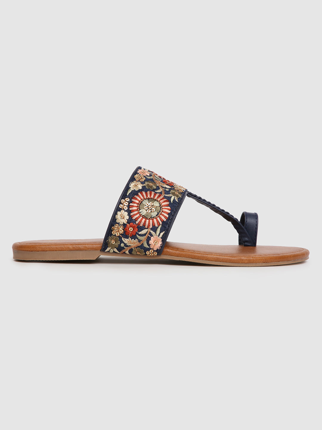 Black Embroidered Casual Flats