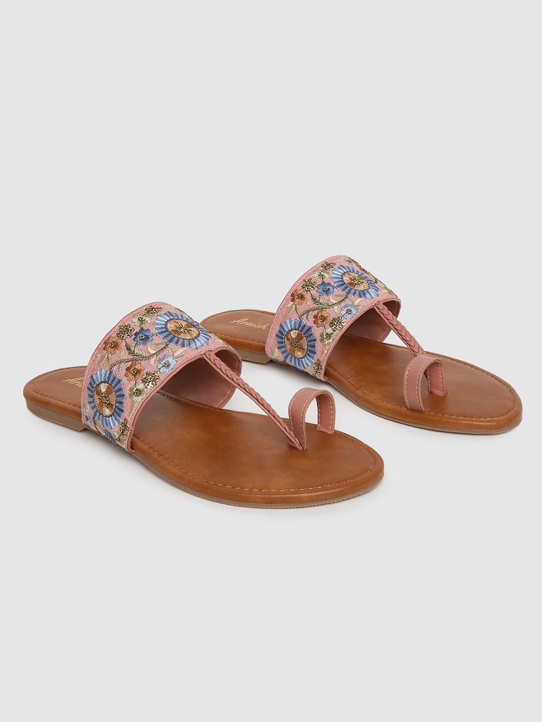 Black Embroidered Casual Flats