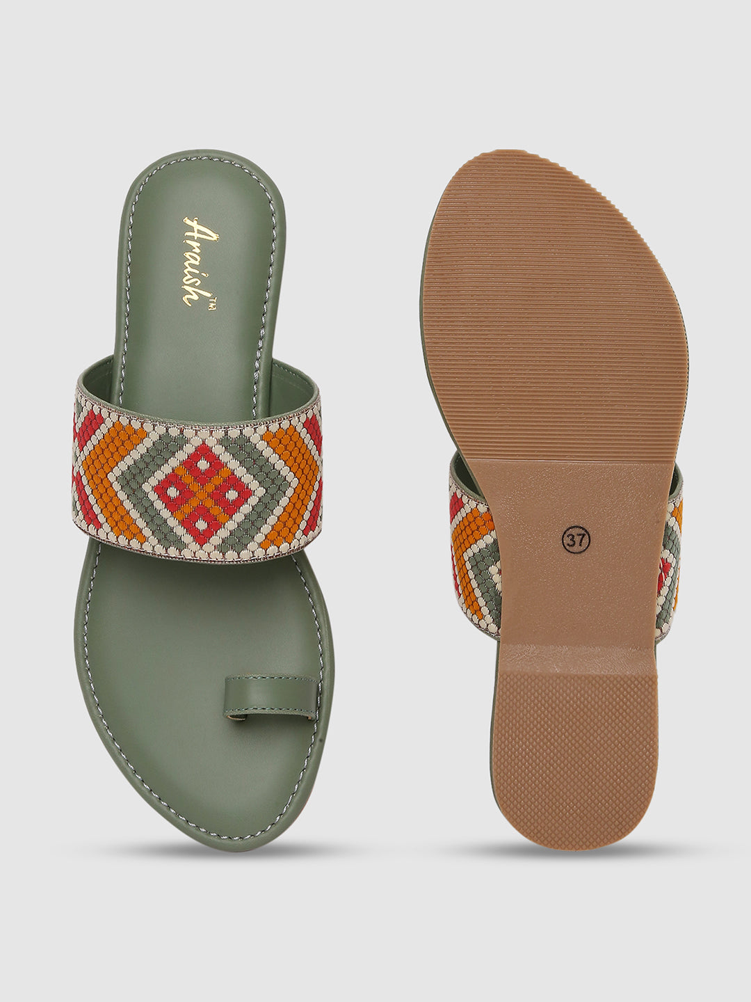 Olive Weave Casual Flats