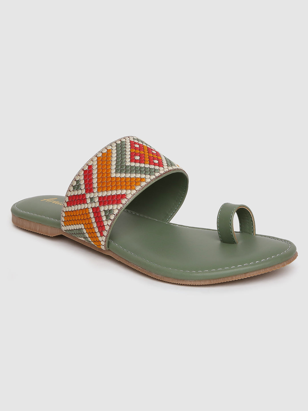 Olive Weave Casual Flats