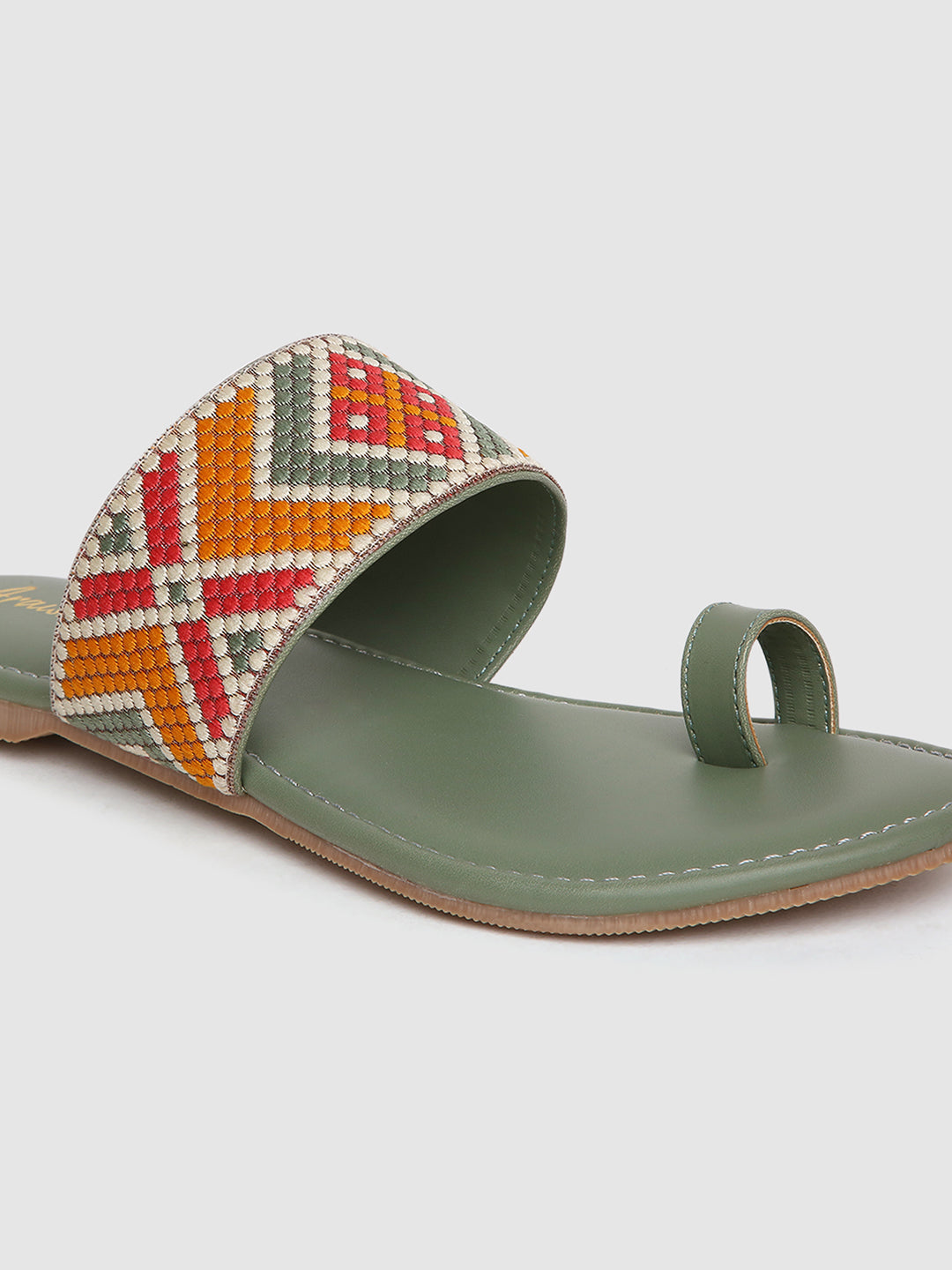 Olive Weave Casual Flats