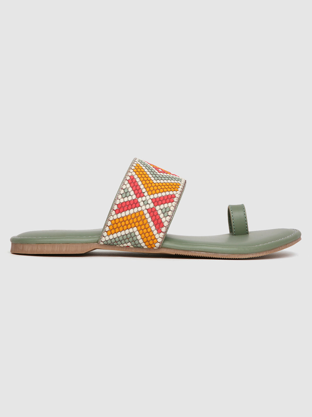 Olive Weave Casual Flats