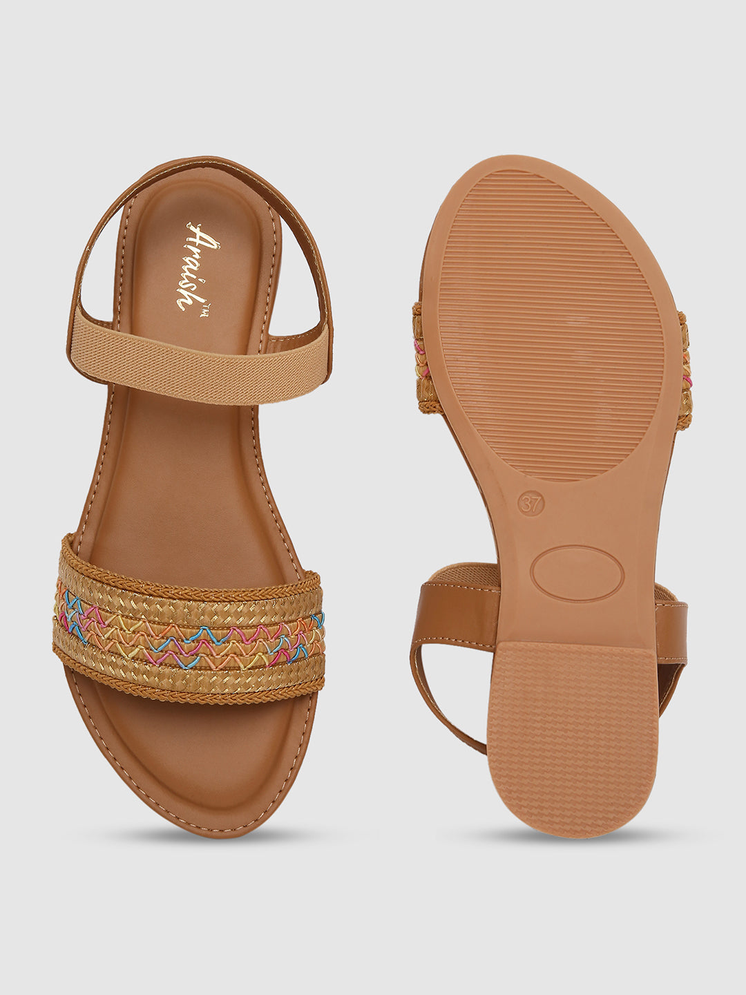 Dark Beige Weave Flats