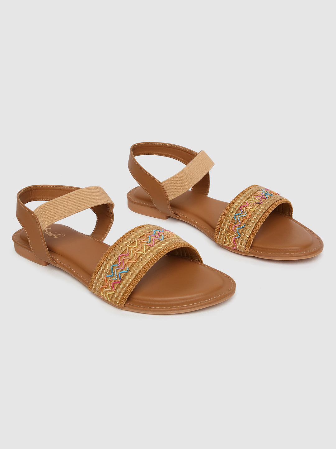 Dark Beige Weave Flats
