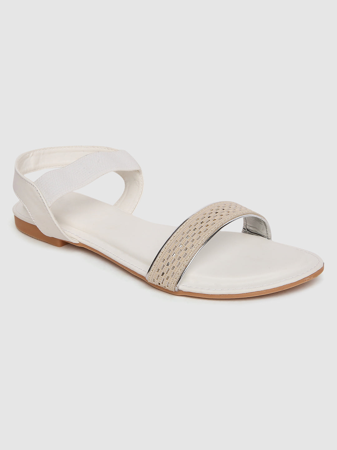 White Weaved Casual Flats