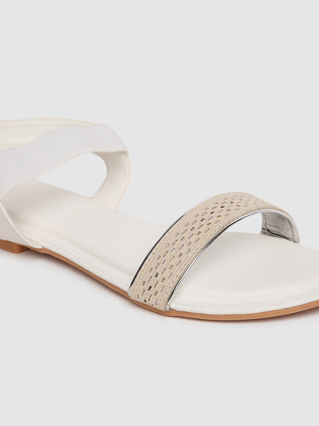 White Weaved Casual Flats