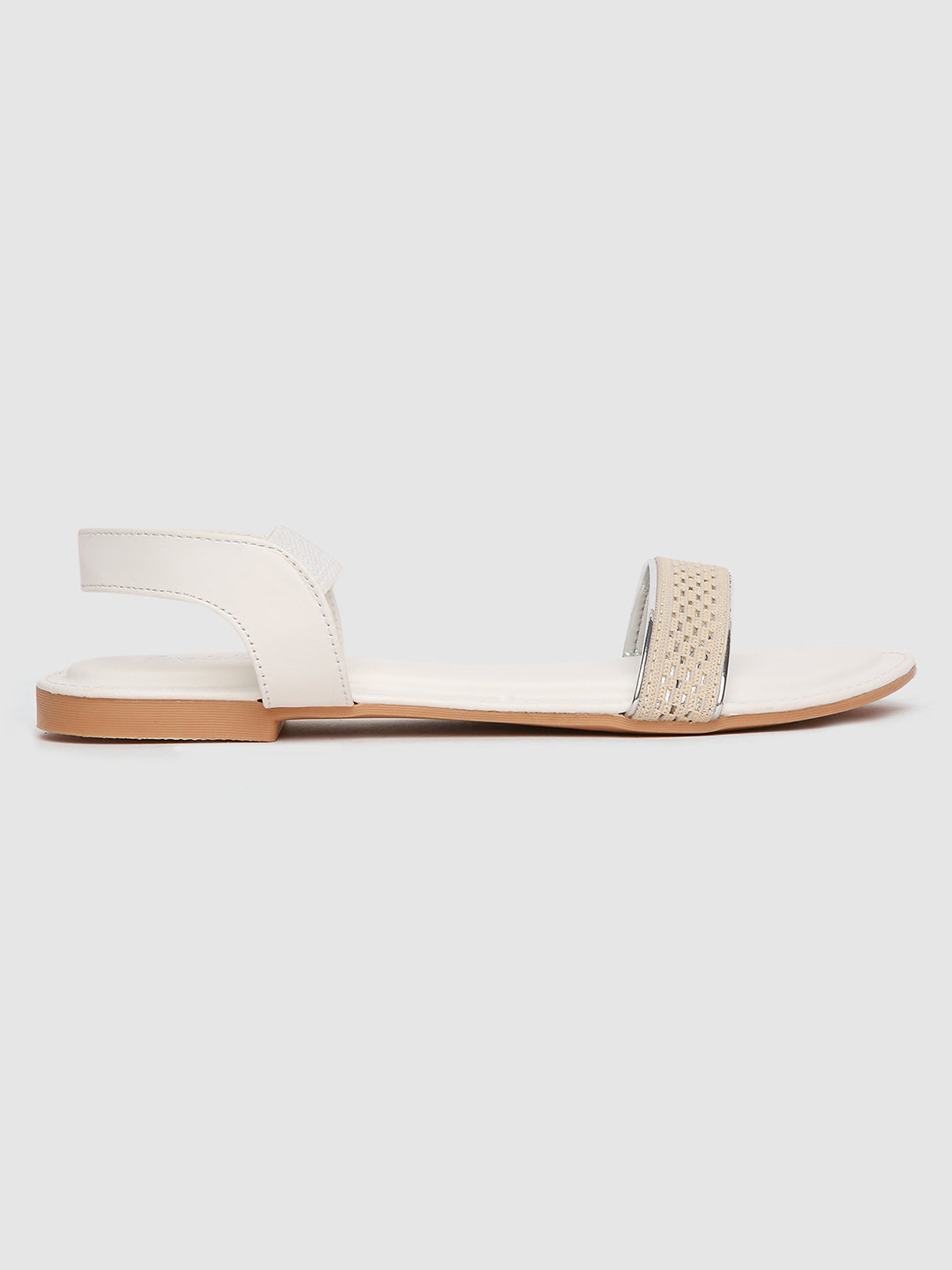 White Weaved Casual Flats