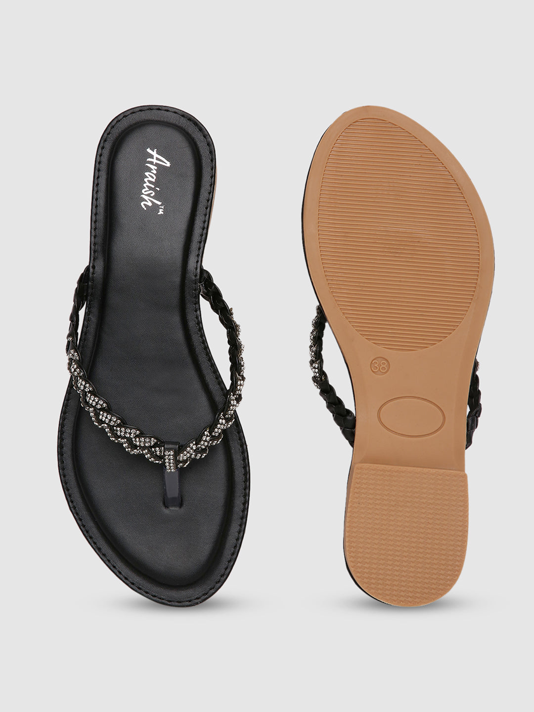 Black Studded Casual Flats
