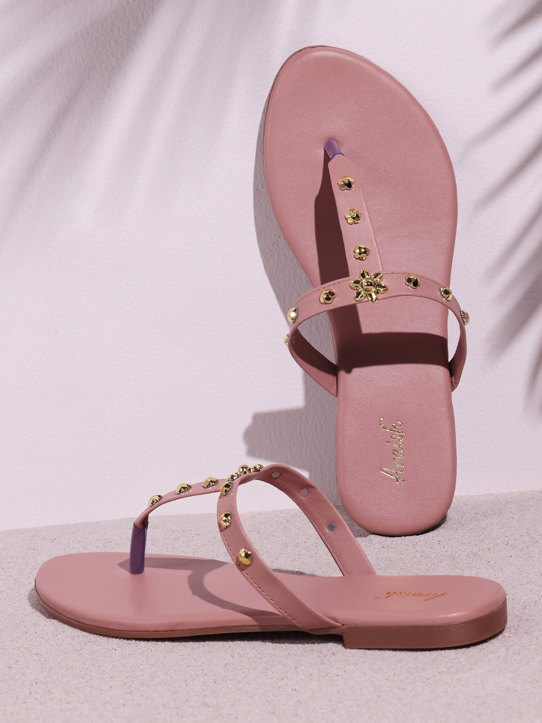 Peach Embellished Casual Flats