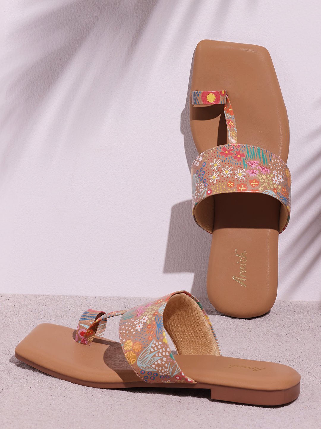 Beige Casual Printed Flats