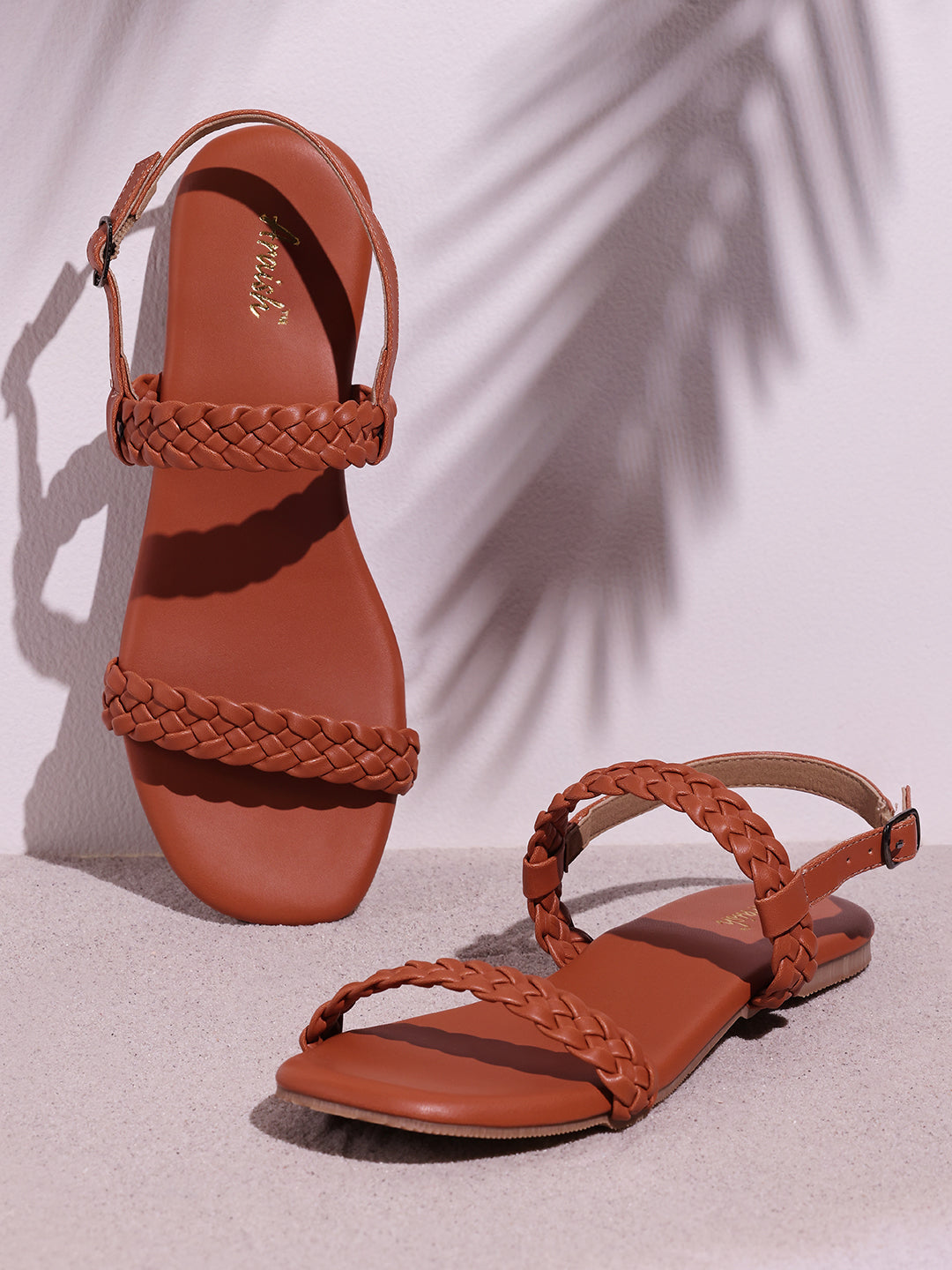 Tan Casual Weaved Sandals