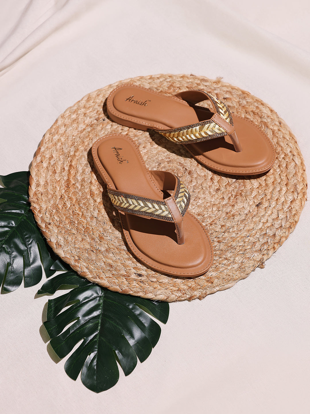 Dark Beige Weave Casual Flats
