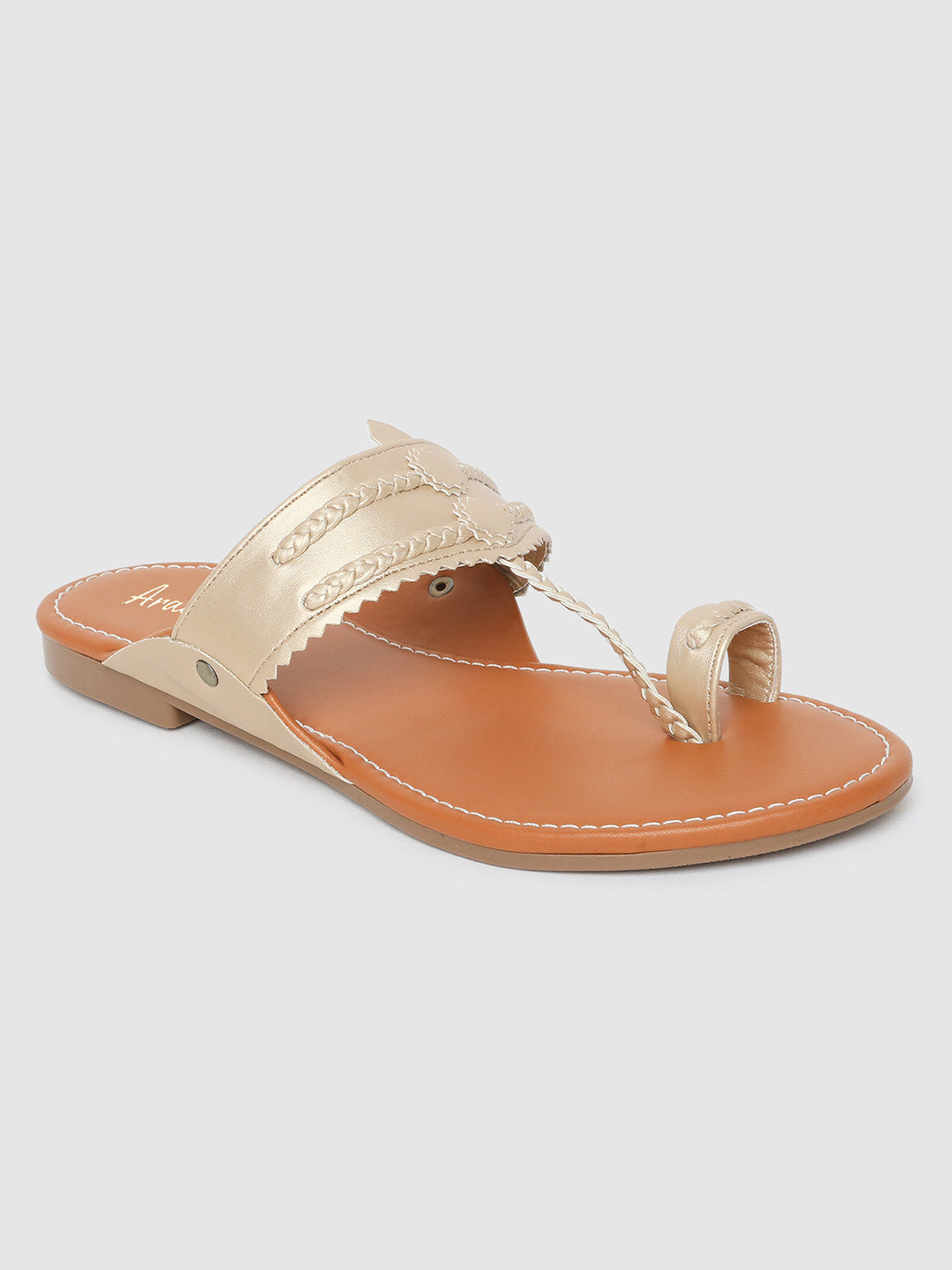 Gold Weaved Kolhapuri Flats