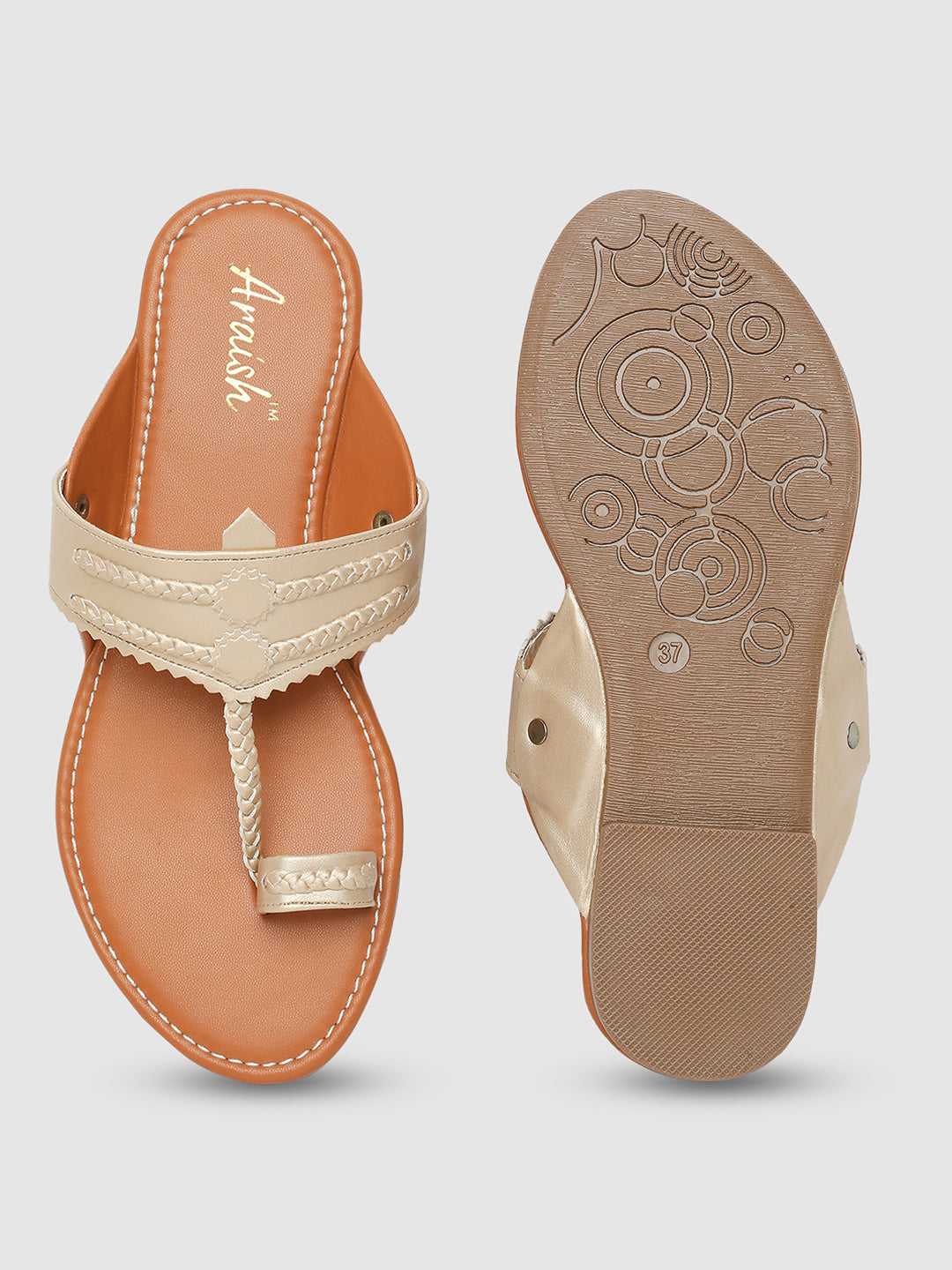 Gold Weaved Kolhapuri Flats