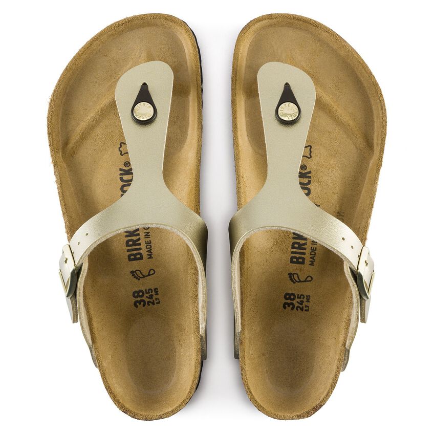 Gizeh Birko-Flor in Gold Womens Slides