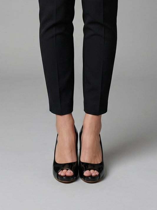 Black Peep-Toe Classy Heel
