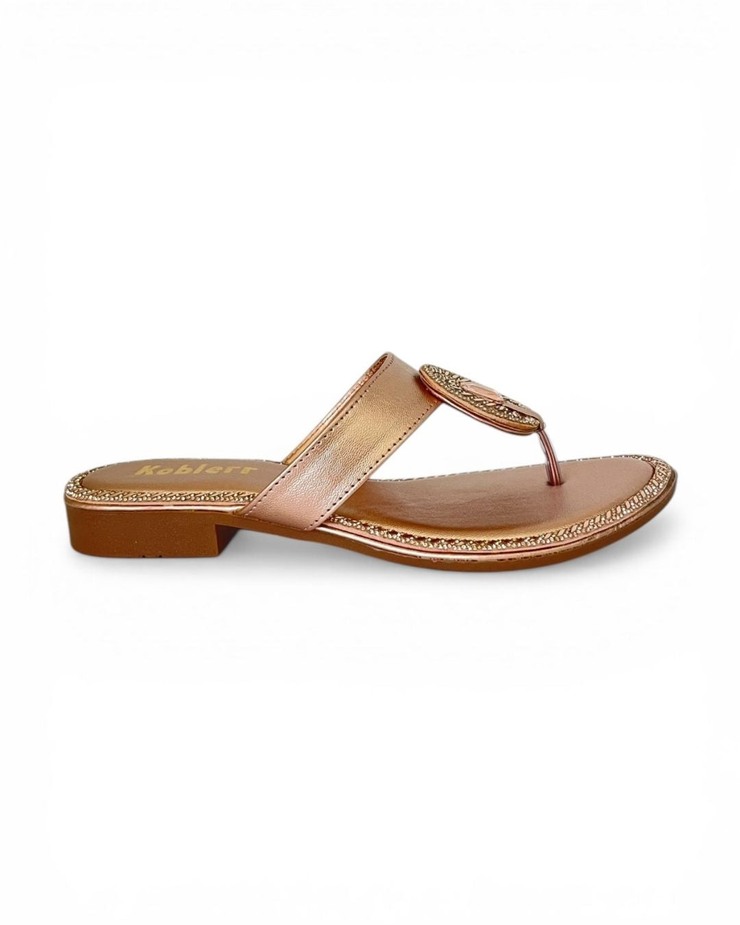 Rose Gold Ethnic Block Sandals