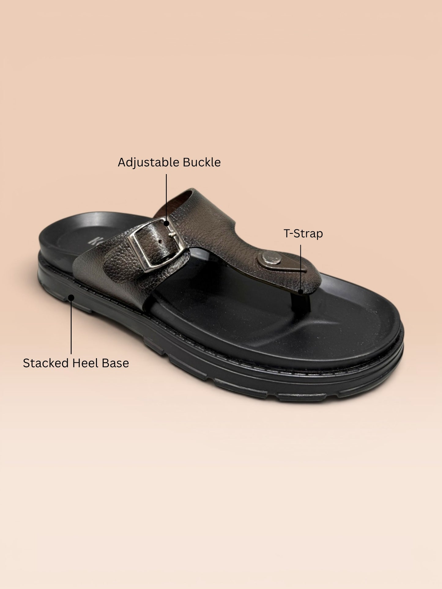 Men's Leather T-Strap Sandals