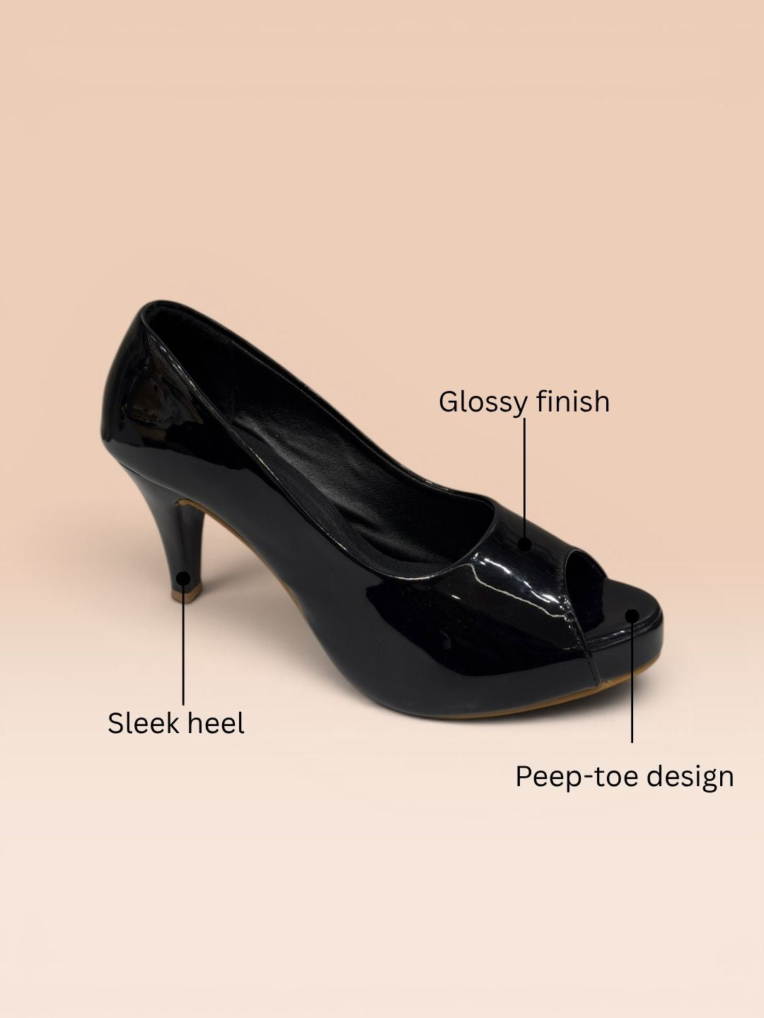 Black Peep-Toe Classy Heel