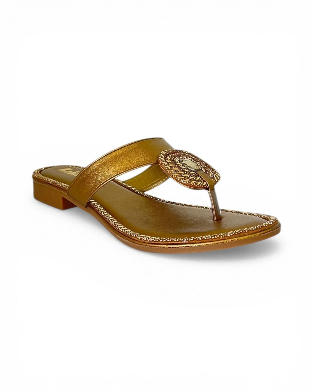 Copper Ethnic Block Sandals
