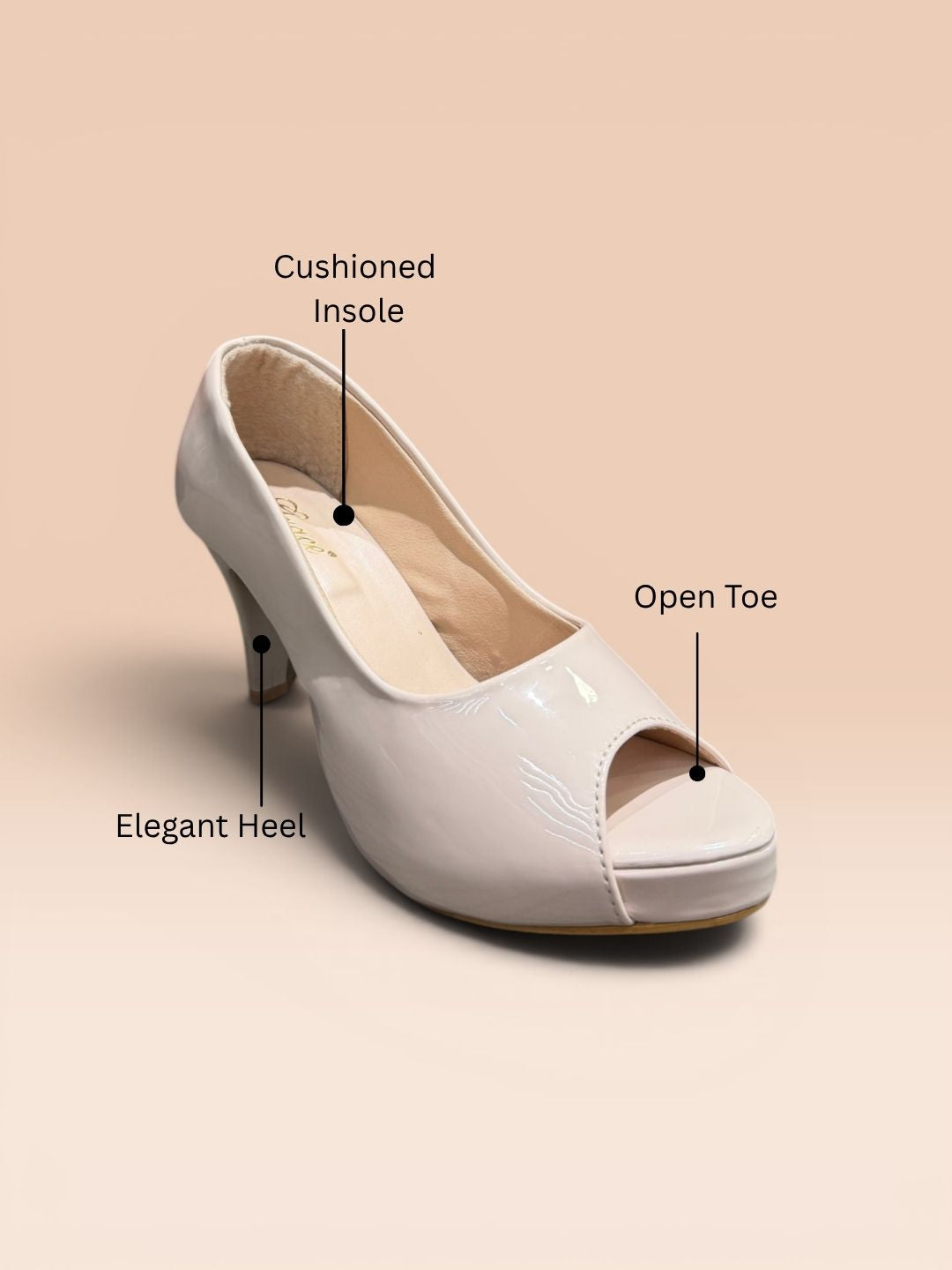 Cream Peep-Toe Classy Heel